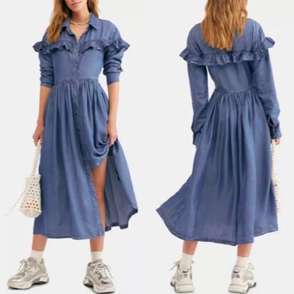 Free People Dresses & Skirts - Free People Montana Sunset Denim Midi Dress